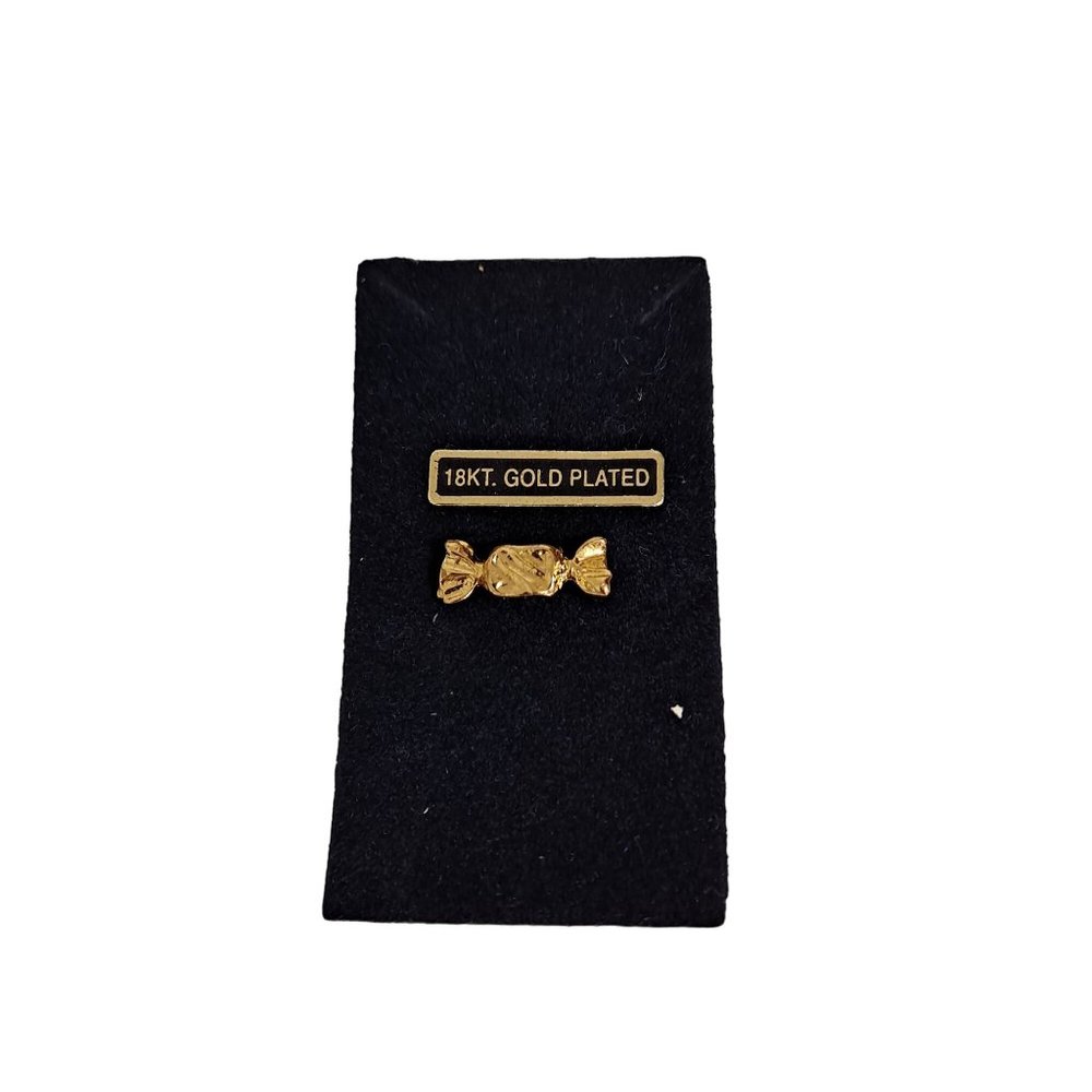 Vintage Pin Wrapped Candy 18K Gold Plated NEW Old Stock 80s Style Jewelry